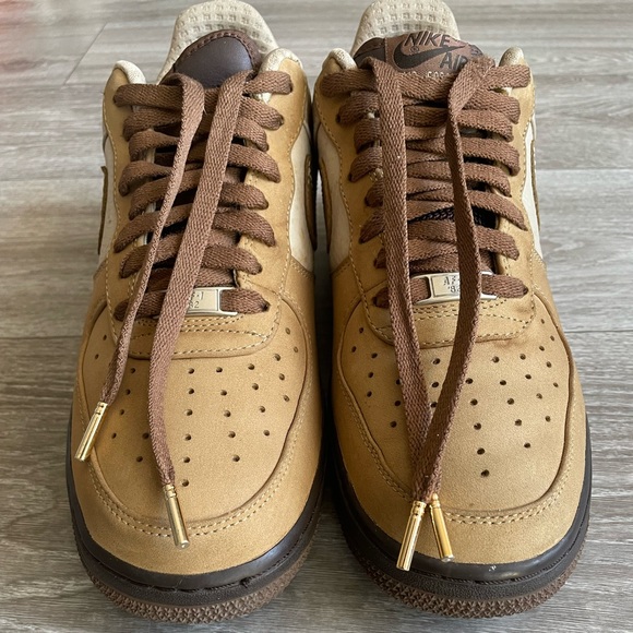 Mens Air Nike Air Force 1 Low Tweed Light Bone  Baroque Brown - Picture 7 of 8